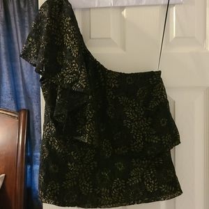 Nanette Lepore black and gold top